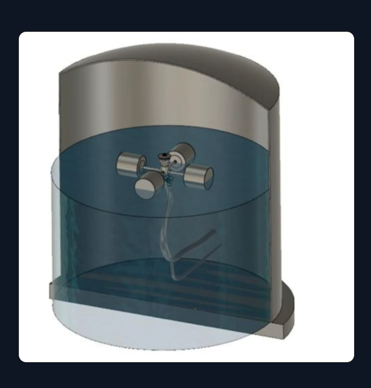 Freedom Tool floating in tank cutaway